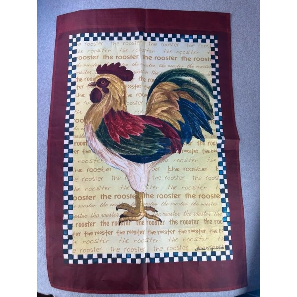 Rooster Decorative Fabric Garden Yard Flag by Artist Laurie Korsgarden